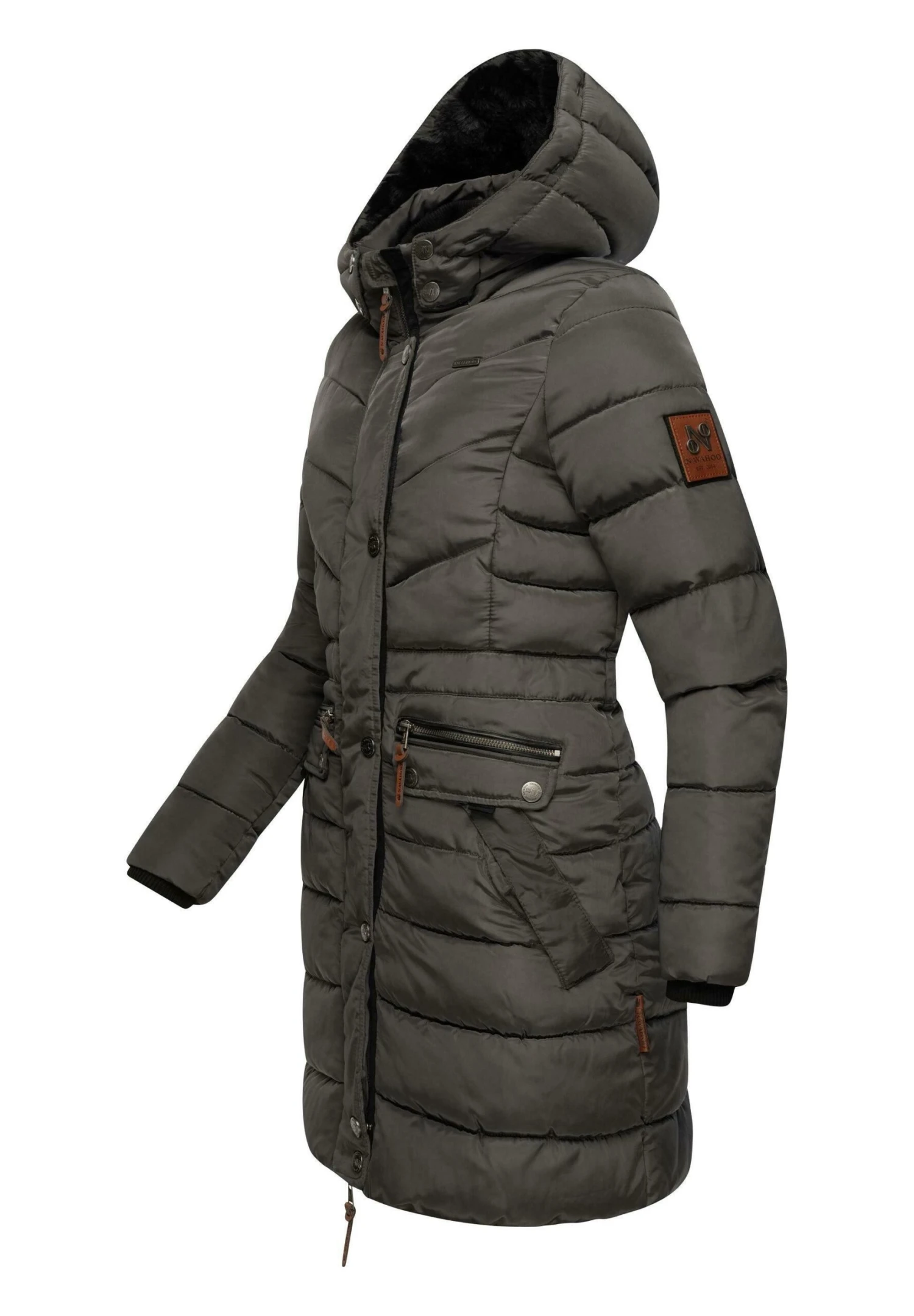 Paula - Winterjas - Anthracite With Black Fur