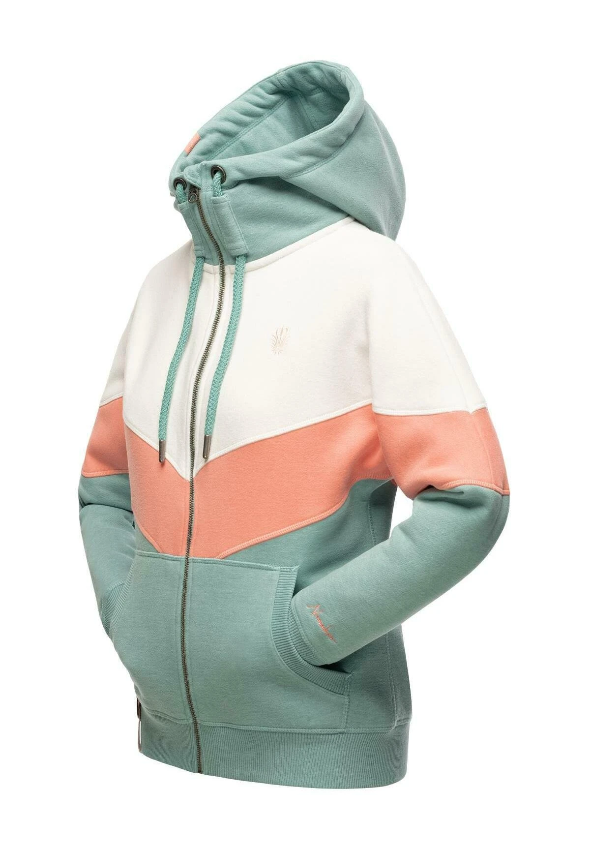 Sweater Met Rits - Dusty Mint Melange